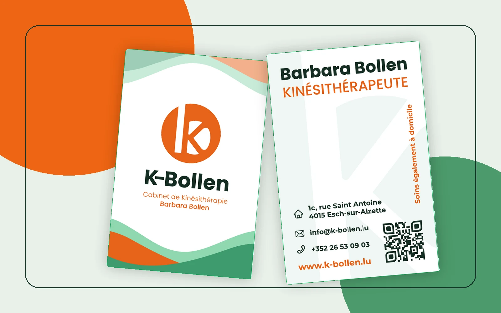 Recto et verso de la carte de visite K-Bollen